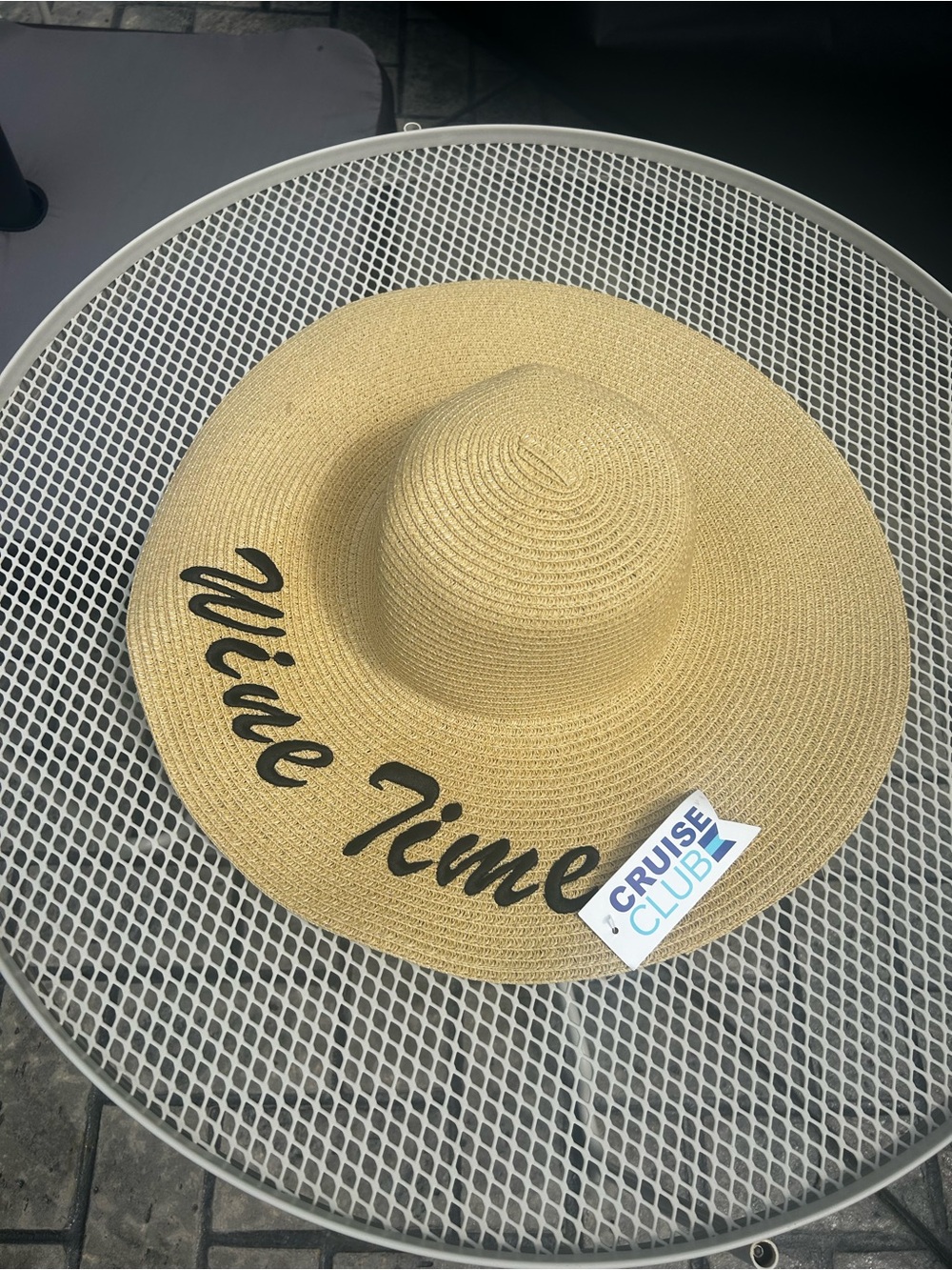 Cruise Club 'Nice Time' Wide Brim Straw Sun Hat - Natural